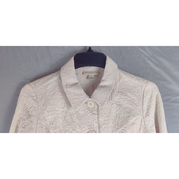 Embossed Appleseeds Blazer Off-White Floral Cottage Core Boho Shabby Chic Career - Picture 3 of 13